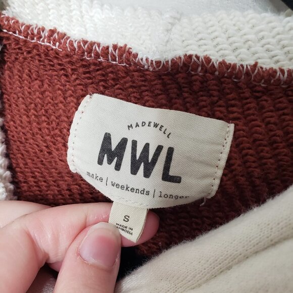 MADEWELL MWL Airyterry Hoodie Sweatshirt in Colorblock - Picture 5 of 8